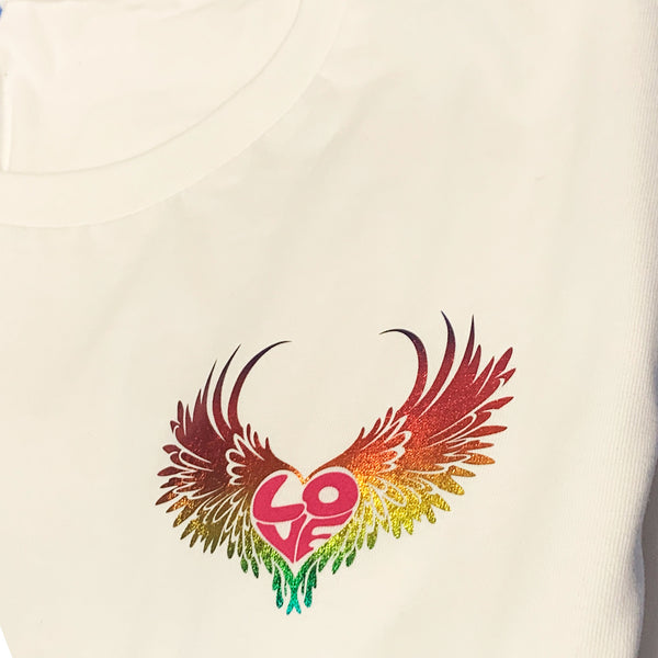 LGBTQ Pride T-Shirt Rainbow Wings Pocket Version